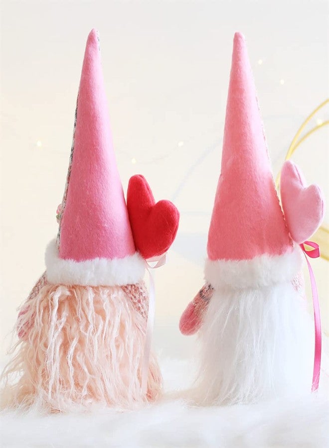Wedfull Valentine's Day Decor Gnomes Elf Plush Dolls, Mother's Day 2 Pack Pink Mr Mrs Scandinavian Tomte Elf Decorations 11.5inch Tall Stuffed Dwarf for Stores Home Table Decoration - Image 2